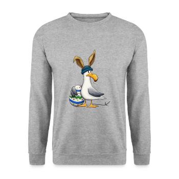 Nordalle de Pâques nord de la mer Baltique mer Baltique mouette avec oeuf - Sweat-shirt Unisexe - gris chiné - Devant - Alina (178cm) & Michal (187cm)