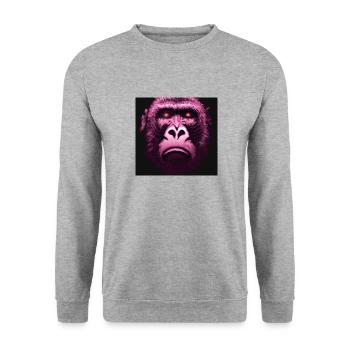 The Sad Monkey - Portrait d’animaux Style Pop Art - Sweat-shirt Unisexe - gris chiné - Devant - Alina (178cm) & Michal (187cm)
