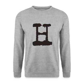 H - Unisex Sweatshirt - salt & pepper - Front - Alina (178cm) & Michal (187cm)