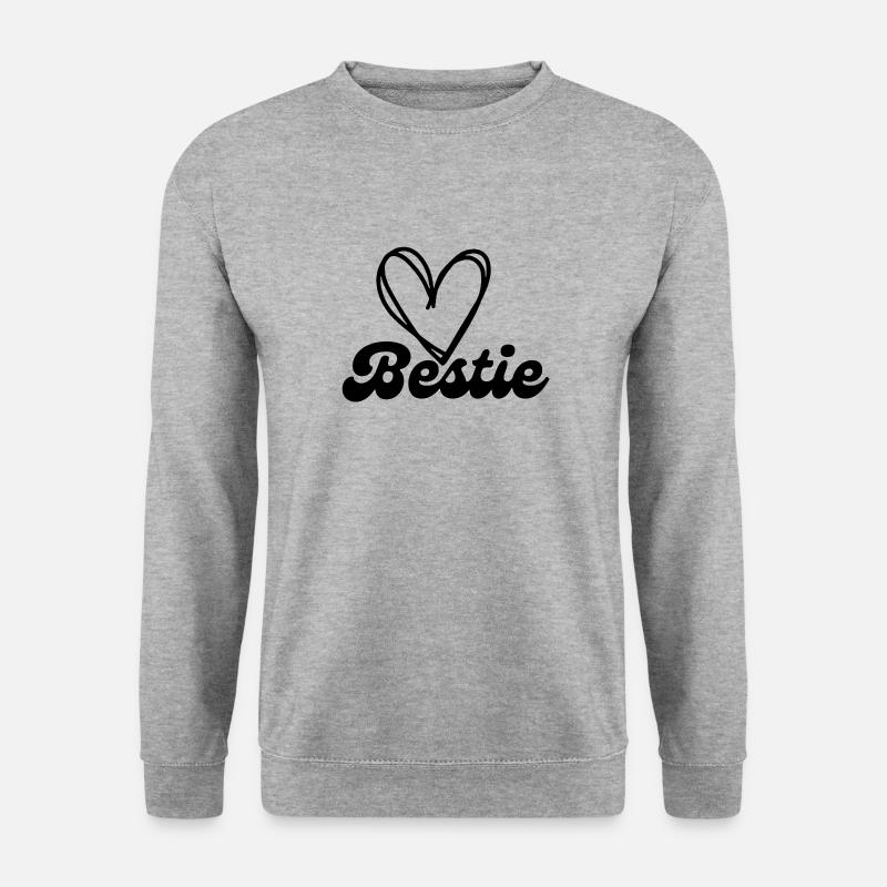 Bestie Herz schwarz - Unisex Pullover - Weißgrau meliert