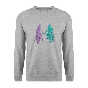 Motorcyclist couple - Unisex Sweatshirt - salt & pepper - Front - Alina (178cm) & Michal (187cm)