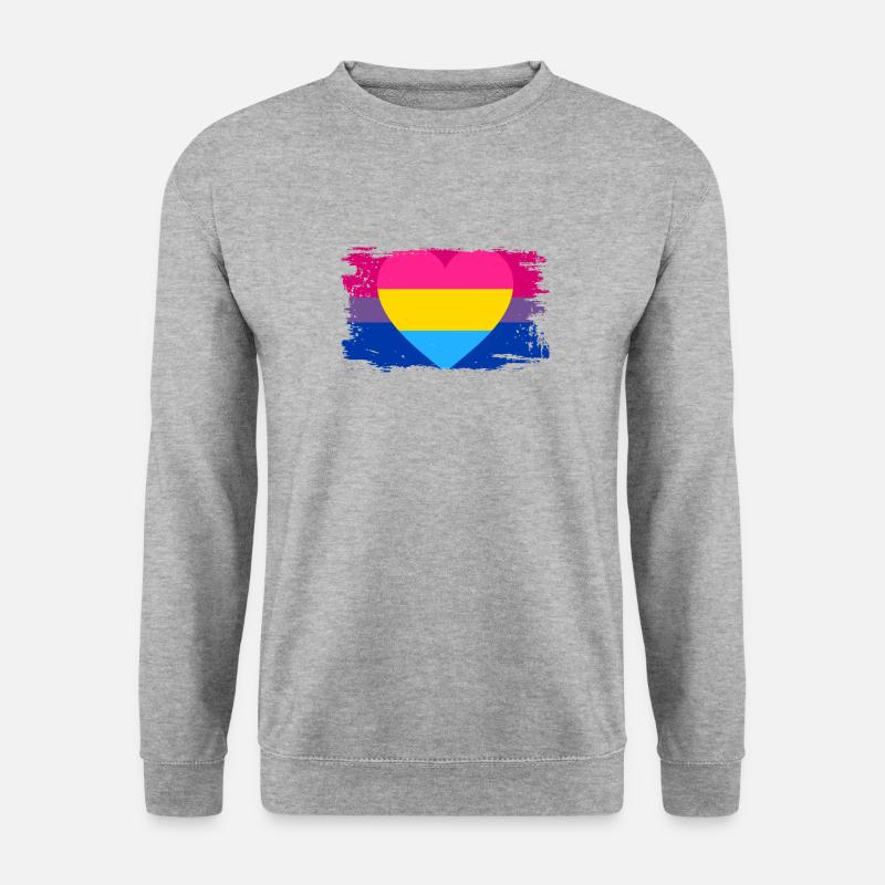 Bisexuelle, panromantische Pride-Flagge - Unisex Pullover - Weißgrau meliert