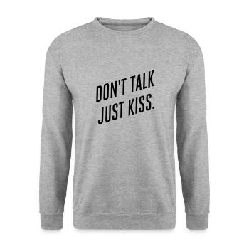 Don’t talk just kiss - Sweat-shirt Unisexe - gris chiné - Devant - Alina (178cm) & Michal (187cm)