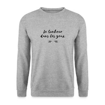 Le bonheur dans les yeux - yeux vert - Sweat-shirt Unisexe - gris chiné - Devant - Alina (178cm) & Michal (187cm)