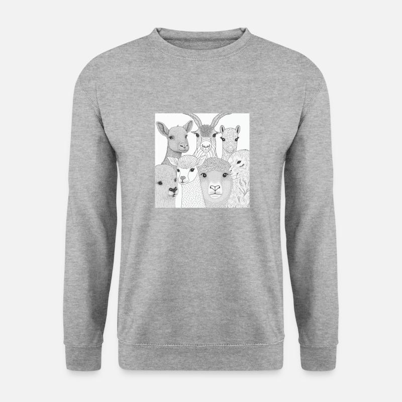 Bauer Schaf Ziege Stall Natur Bio T-Shirt - Unisex Pullover - Weißgrau meliert