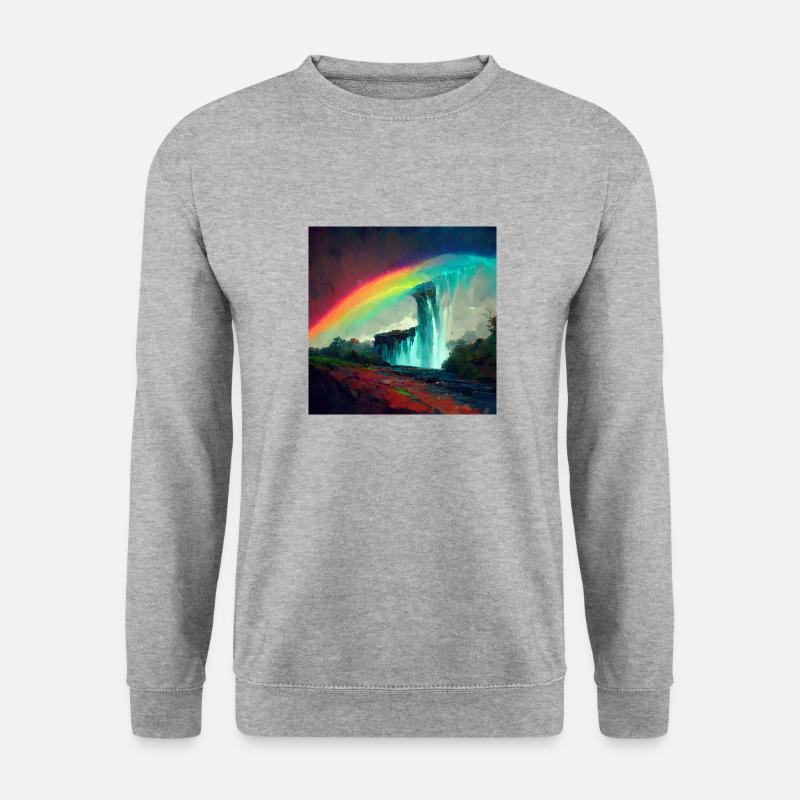 Rainbow watterfall - Unisex Pullover - Weißgrau meliert