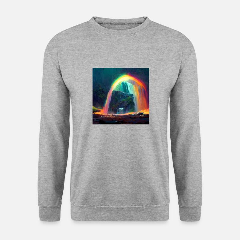 Rainbow watterfall - Unisex Pullover - Weißgrau meliert