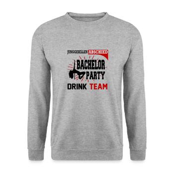 JGA Bachelor Party Drink Team Saufen Pole Dance - Unisex Pullover - Weißgrau meliert - Vorne - Alina (178cm) & Michal (187cm)