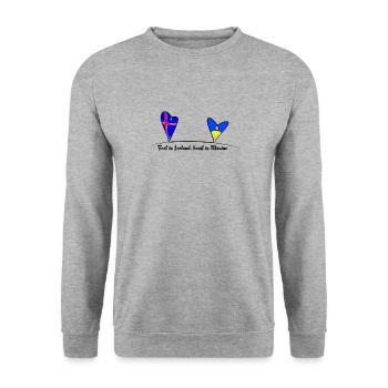 Feet in Iceland, heart in Ukraine - Unisex Sweatshirt - salt & pepper - Front - Alina (178cm) & Michal (187cm)