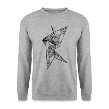 Wahnsinniger Kranich - Unisex Pullover - Weißgrau meliert - Vorne - Alina (178cm) & Michal (187cm)