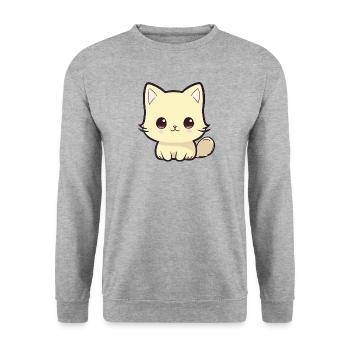 Chibi Cat - Unisex Sweatshirt - salt & pepper - Front - Alina (178cm) & Michal (187cm)