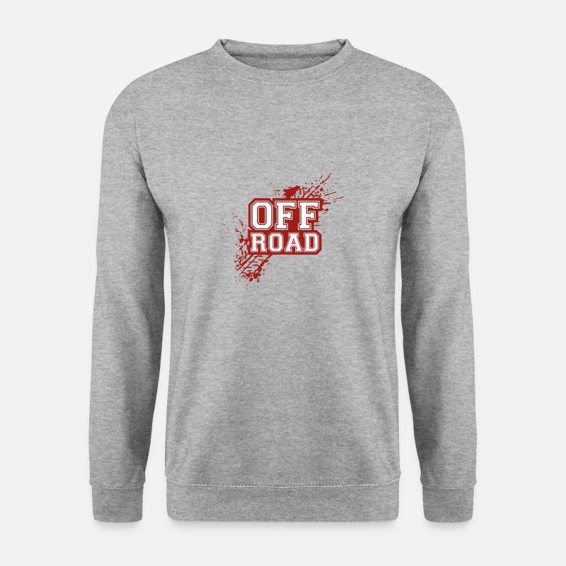 Offroad - Reifenspur Rot - Unisex Pullover - Weißgrau meliert