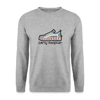 Shoe 3 - Unisex Pullover - Weißgrau meliert - Vorne - Alina (178cm) & Michal (187cm)