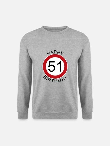 Happy Birthday 51 Verkehrsschild Geburtstag - Unisex Pullover - Weißgrau meliert