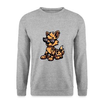 Hyäne Cool Comic - Unisex Pullover - Weißgrau meliert - Vorne - Alina (178cm) & Michal (187cm)