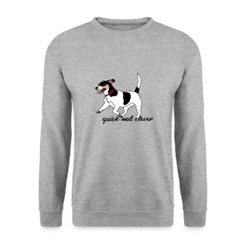 Hund - Unisex Pullover - Weißgrau meliert - Vorne - Alina (178cm) & Michal (187cm)