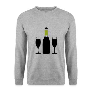 Rotwein Symbol - Unisex Pullover - Weißgrau meliert - Vorne - Alina (178cm) & Michal (187cm)