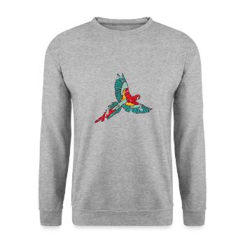 Papagei - Unisex Pullover - Weißgrau meliert - Vorne - Alina (178cm) & Michal (187cm)
