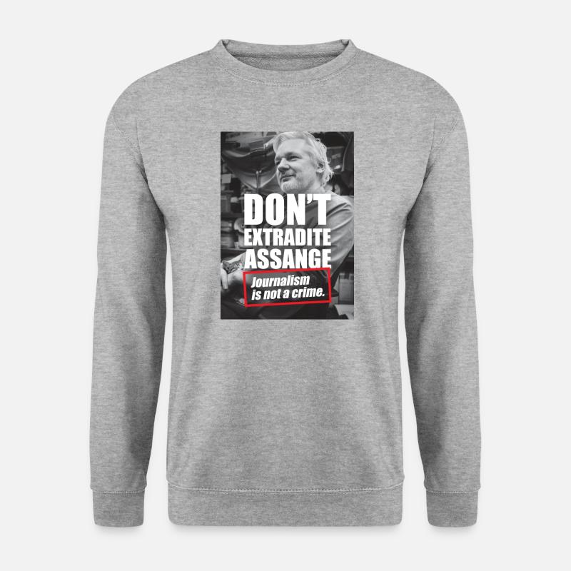 Extradite Assange Journalismus ist kein Verbrechen - Unisex Pullover - Weißgrau meliert