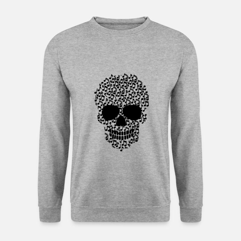 MUSIK SCHÄDEL - Unisex Pullover - Weißgrau meliert
