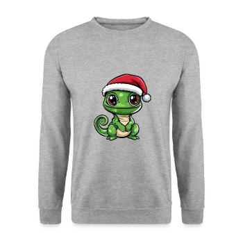 Faultier Weihnachten Niedlich - Unisex Pullover - Weißgrau meliert - Vorne - Alina (178cm) & Michal (187cm)