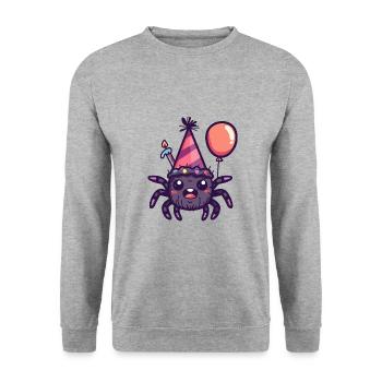 Tarentule Anniversaire Bébé - Sweat-shirt Unisexe - gris chiné - Devant - Alina (178cm) & Michal (187cm)