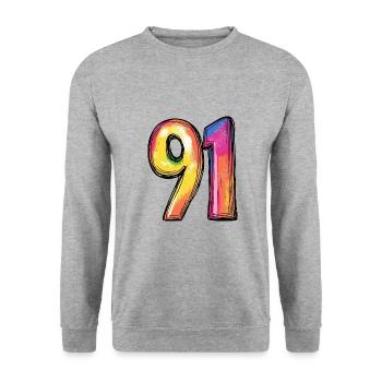 91 Number Symbol - Unisex Sweatshirt - salt & pepper - Front - Alina (178cm) & Michal (187cm)