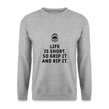 Motocross - Life is short! - Unisex Pullover - Weißgrau meliert - Vorne - Alina (178cm) & Michal (187cm)