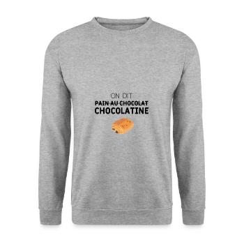 On dit chocolatine - Sweat-shirt Unisexe - gris chiné - Devant - Alina (178cm) & Michal (187cm)