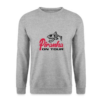 Piranha en tournée - Sweat-shirt Unisexe - gris chiné - Devant - Alina (178cm) & Michal (187cm)