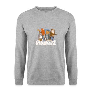 Katzen spielen Musik - Unisex Pullover - Weißgrau meliert - Vorne - Alina (178cm) & Michal (187cm)