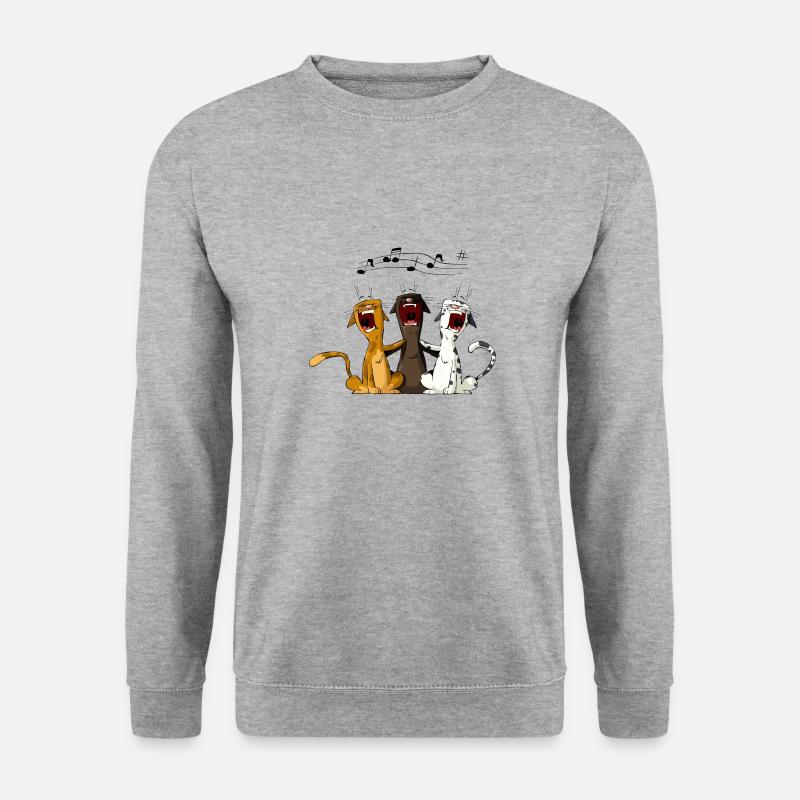 Singende Katzen - Unisex Pullover - Weißgrau meliert