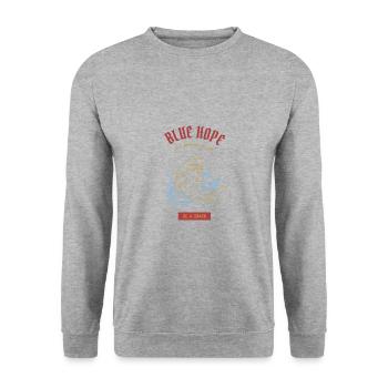 "Blue Hope" Shark | Tshirt & Gift - Unisex Sweatshirt - salt & pepper - Front - Alina (178cm) & Michal (187cm)