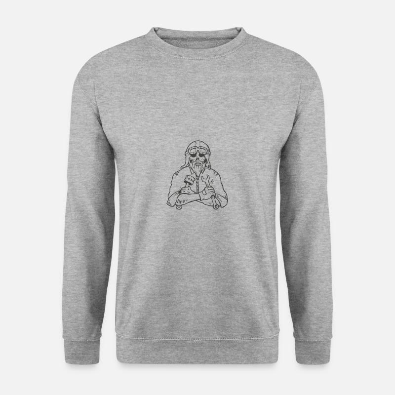 Bearded skull mechanic tuner industry tee - Unisex Sweatshirt - salt & pepper