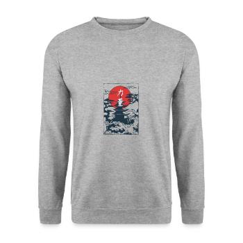 Kyoto Japanese Old Town Temple T-Shirt - Unisex Sweatshirt - salt & pepper - Front - Alina (178cm) & Michal (187cm)