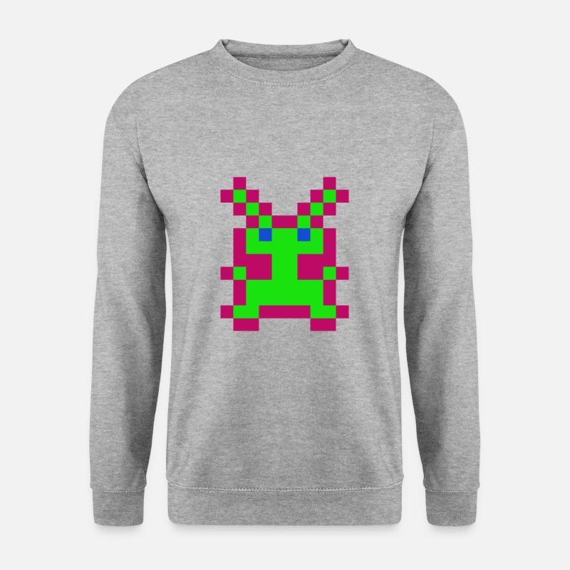 Retrogaming Alien - Unisex Pullover - Weißgrau meliert