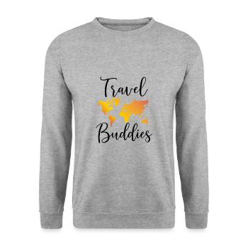 Travel Buddies Reisepartner Reisen Geschenk - Unisex Pullover - Weißgrau meliert - Vorne - Alina (178cm) & Michal (187cm)
