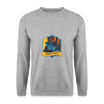 Tiger’s Nest, Bhutan - Unisex Pullover - Weißgrau meliert - Vorne - Alina (178cm) & Michal (187cm)