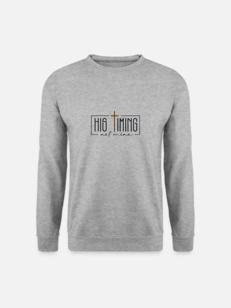 Christliches Geschenk - Sein Timing ist nicht mein - Unisex Pullover - Weißgrau meliert