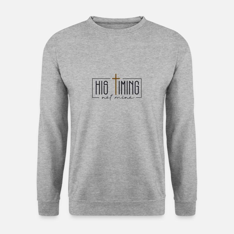 Christliches Geschenk - Sein Timing ist nicht mein - Unisex Pullover - Weißgrau meliert
