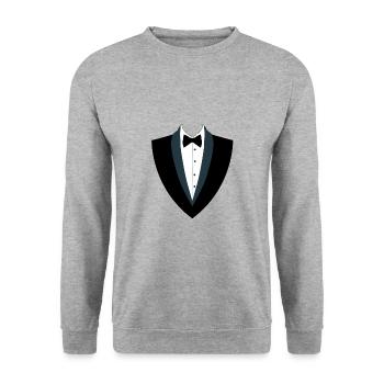 Team Groom - Bachelor Party - Suit - Sweat-shirt Unisexe - gris chiné - Devant - Alina (178cm) & Michal (187cm)