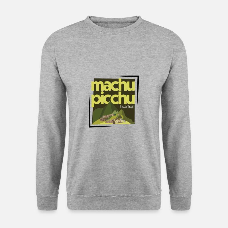 Machu Picchu - Inca Pfad - Peru - Unisex Pullover - Weißgrau meliert