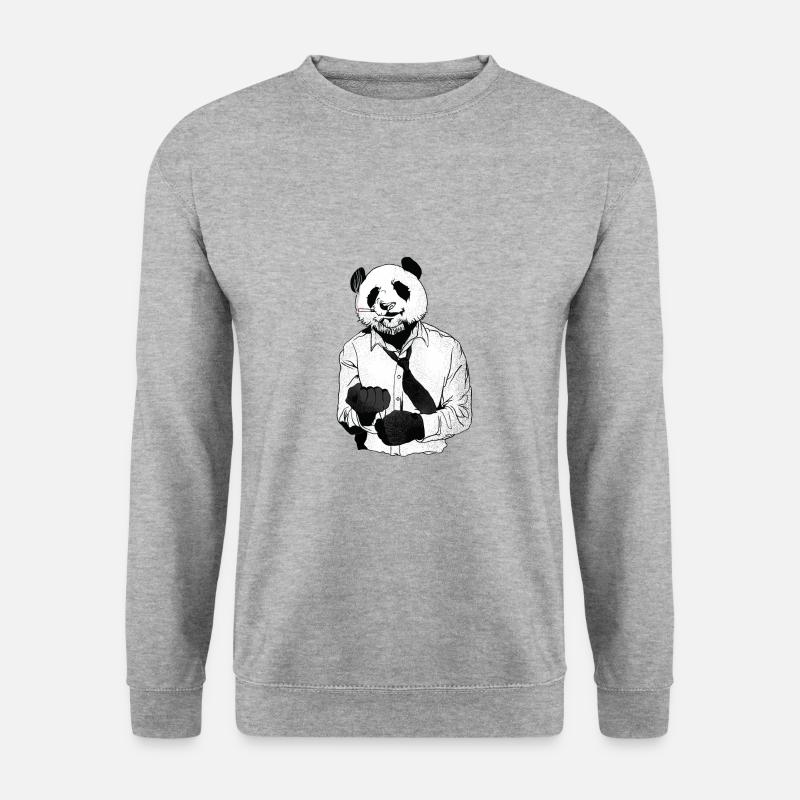 Panda - Ready to Rumble - Unisex Pullover - Weißgrau meliert