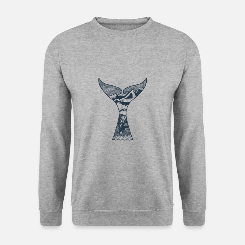 Walflosse - Natur, Ozean, Wal - Unisex Pullover - Weißgrau meliert
