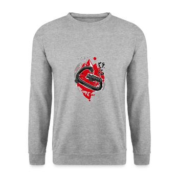 Climbing Karabiner Japan Klettern - Unisex Pullover - Weißgrau meliert - Vorne - Alina (178cm) & Michal (187cm)