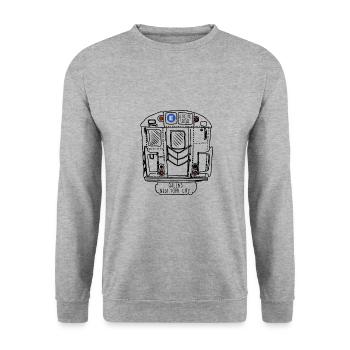 New York Subway Queens E Train - Unisex Sweatshirt - salt & pepper - Front - Alina (178cm) & Michal (187cm)