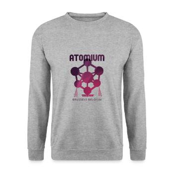 Atomium , Brüssel - Belgien - Unisex Pullover - Weißgrau meliert - Vorne - Alina (178cm) & Michal (187cm)