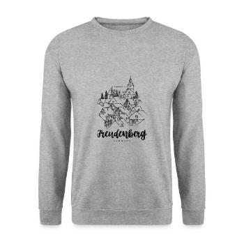 Freudenberg - Siegerland, Deutschland - Unisex Pullover - Weißgrau meliert - Vorne - Alina (178cm) & Michal (187cm)