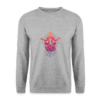 Yoga meditation lotus flower - Unisex Sweatshirt - salt & pepper - Front - Alina (178cm) & Michal (187cm)