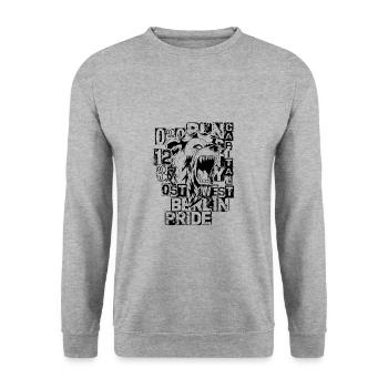 Stolzer Berliner Bär 030 Ich Liebe Berlin Geschenk - Unisex Pullover - Weißgrau meliert - Vorne - Alina (178cm) & Michal (187cm)
